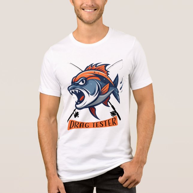 Illustration av vild fisk "Drag Tester" T Shirt (Framsida)