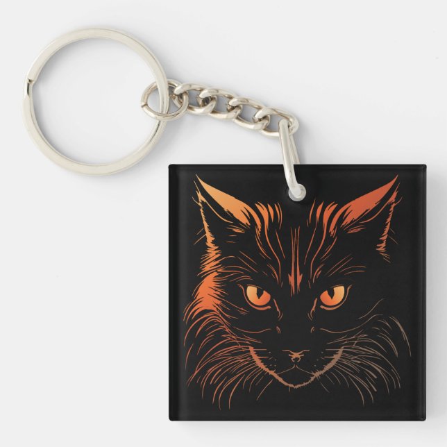 Illustration av vild orangeögd katt (Framsidan)
