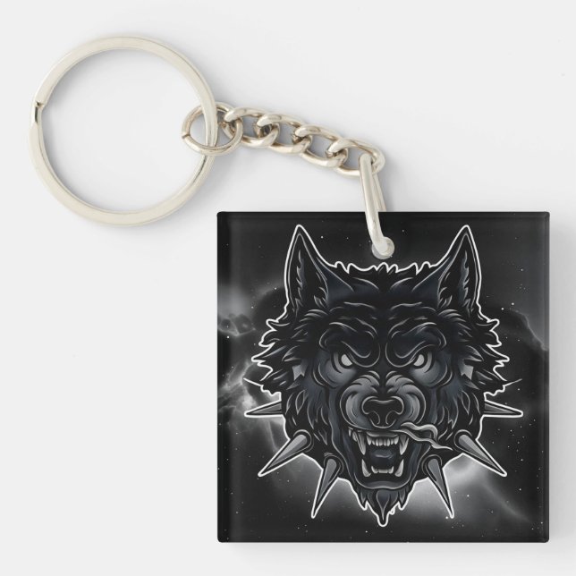 Illustration av vild wolf med taggig halsband (Framsidan)