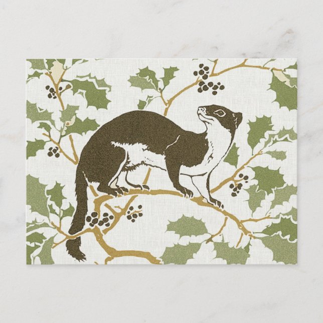 Illustration av vilda djur i Art nouveau - rosa Vykort (Framsida)