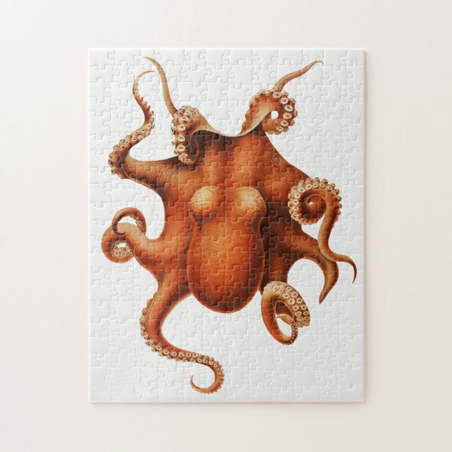 illustration av vintage bläckfisk pussel (Vertikal)