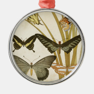 Illustration av vintage Butterflies Julgransprydnad Metall