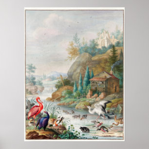 Illustration av vintage fåglar poster