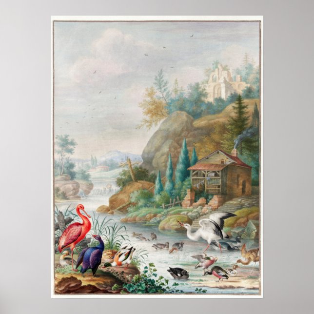 Illustration av vintage fåglar poster (Framsidan)