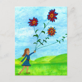 Illustration av Vintage för söt Blommigt Vykort