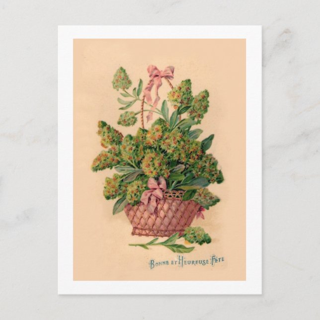 Illustration av vintage Fransk Fleurs Vykort (Framsida)