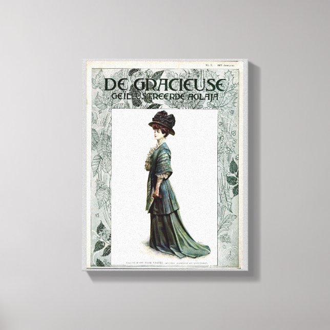 Illustration av vintage Glamous Dam Mode Canvastryck (Framsida)