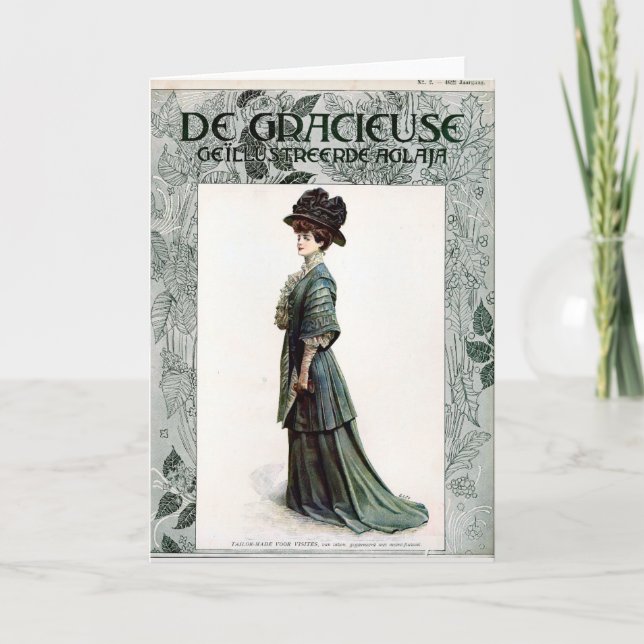 Illustration av vintage Glamous Dam Mode Kort (Framsida)