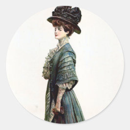 Illustration av vintage Glamous Dam Mode Runt Klistermärke