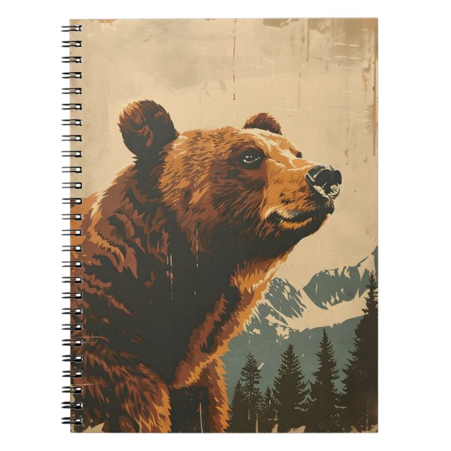 Illustration av vintage Grizzly Anteckningsbok (Framsidan)