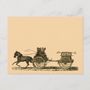 Illustration av vintage Horse Drawn Fire Engine Vykort
