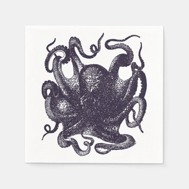 Illustration av vintage Octopus Pappersservett (Framsidan)