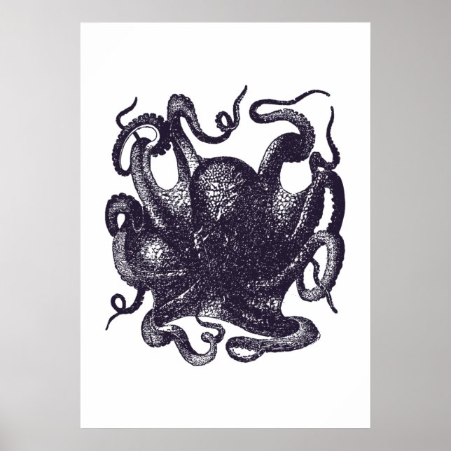 Illustration av vintage Octopus Poster (Framsidan)