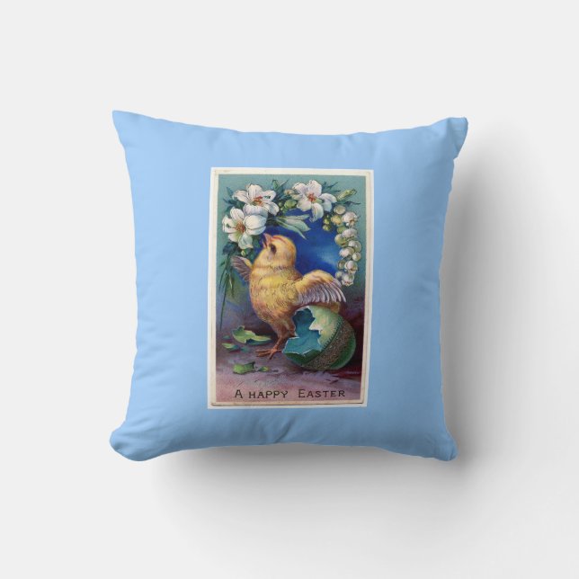 Illustration av vintage Påsk med Chick Kudde (Framsida)