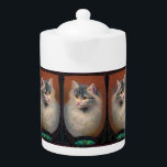 illustration av vintage pet cat art nouveau<br><div class="desc">En vacker grått- och vit,  långfärgad kattmålning porträtt i art nouveau ram. En elegant och söt Victoriansk katt.</div>