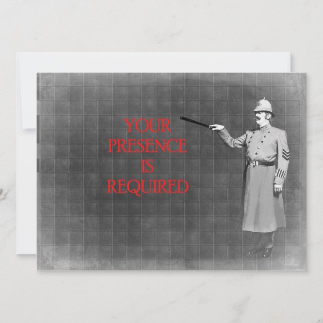 Illustration av Vintage Police Man Inbjudningar (Framsida)