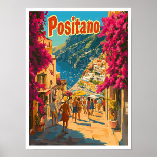 Illustration av Vintage resor i Positano Italien A Poster