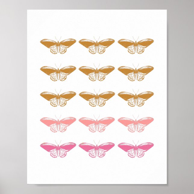Illustration av Vintage Rosa Butterfly Poster (Framsidan)