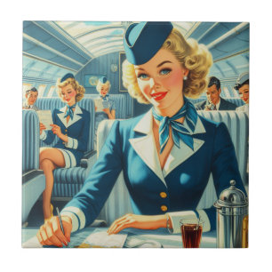 Illustration av vintage Stewardes Kakelplatta