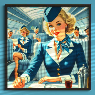 Illustration av vintage Stewardes Poster