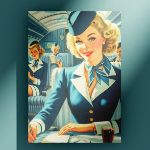 Illustration av vintage Stewardes Vykort