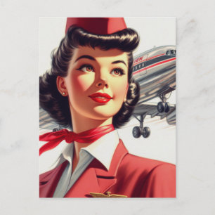 Illustration av vintage Stewardes Vykort