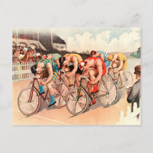 Illustration av Vintagen Bicycle Tävling Vykort