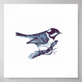 Illustration av Vintagen Small Cute Blue Bird Poster
