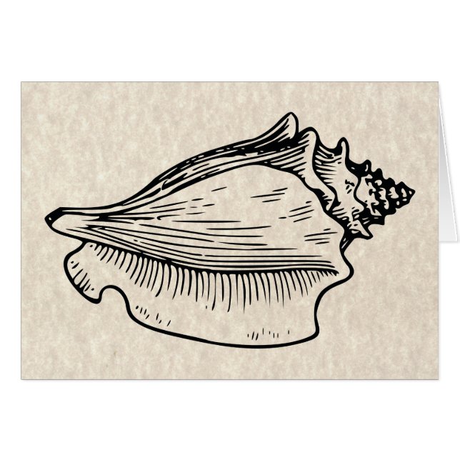 Illustration av Vintagen Snäcka Hälsningskort (Framsidan Horizontal)