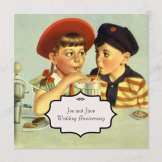 Illustration av Vintagen Young Älskare Inbjudningar
