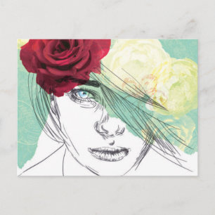 illustration av vintagens blomma vykort