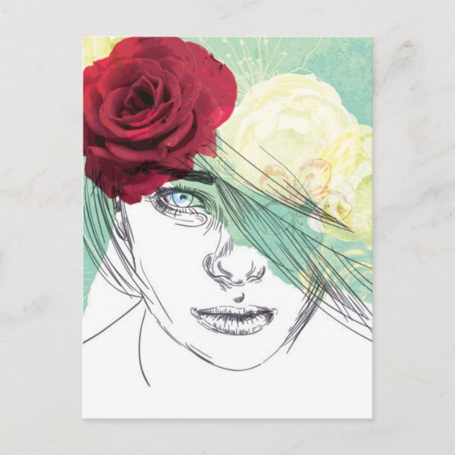 illustration av vintagens blomma vykort (Framsida)