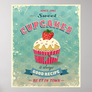 Illustration av vintagens muffinsar poster
