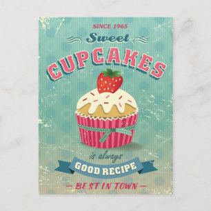 Illustration av vintagens muffinsar vykort
