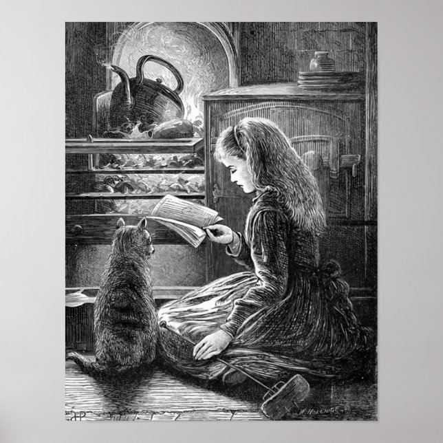 Illustration av vinterkvällens Vintage Poster (Framsidan)