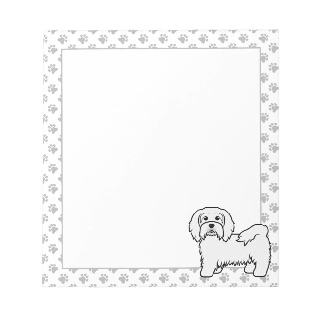Illustration av vit Havanese Cute Tecknad hund Anteckningsblock (Framsida)