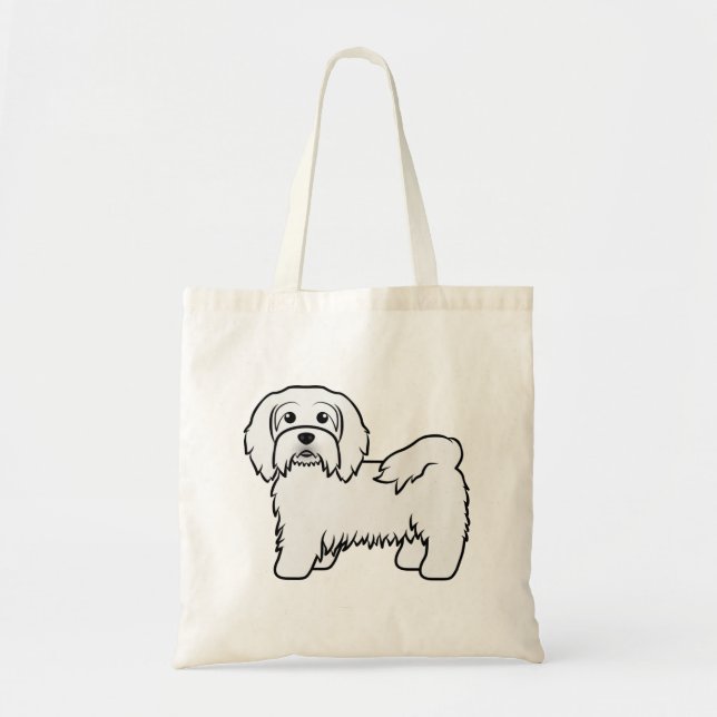 Illustration av vit Havanese Cute Tecknad hund Tygkasse (Framsidan)
