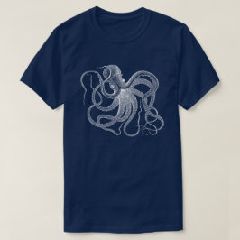 Illustration av vit oktopus Vintage Tee