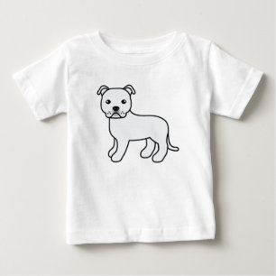 Illustration av vit Staffordshire Bull Terrier-hun T Shirt