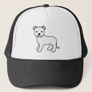 Illustration av vit Staffordshire Bull Terrier-hun Truckerkeps