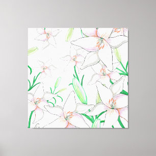 Illustration av vita Lilies Canvastryck