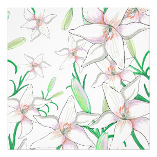 Illustration av vita Lilies Fototryck