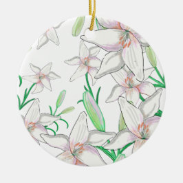 Illustration av vita Lilies Julgransprydnad Keramik