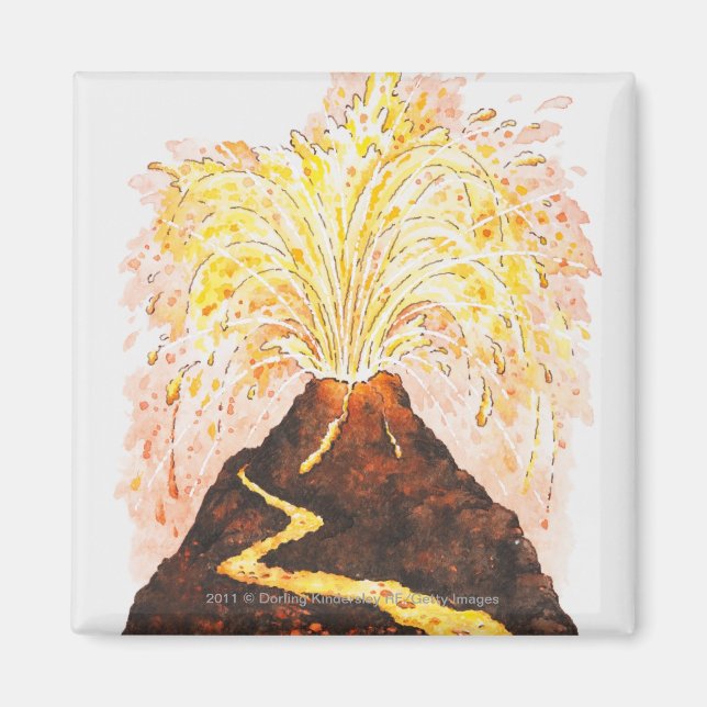 Illustration av vulkanutbrott magnet (Framsidan)