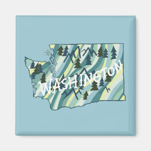 Illustration av Washington State Karta Magnet