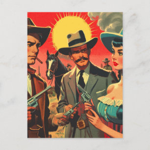 Illustration av Westerna Tecknader för vintage Vykort