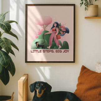 Illustration av Wholesome Girl Walking Hund Poster