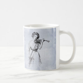 Illustration av Woman Spela upp fiol Vintage Kaffemugg