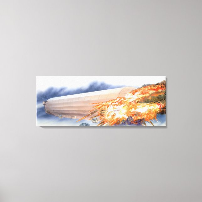 Illustration av Zeppelin som sprider sig i lågor Canvastryck (Framsida)