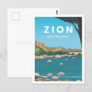 Illustration av Zion nationalpark Utah Travel Stäl Vykort